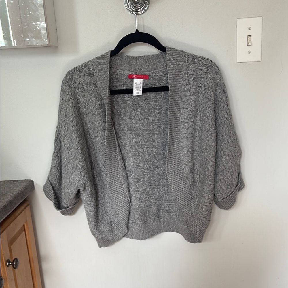 Anne Klein Gray Shrug Sweater Lightweight Modern Design